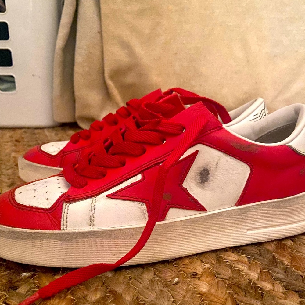 PRICE DROP!!!!Classic red golden goose stardan sneakers. New with box!